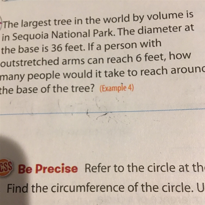 How many people would it take to reach around the base tree-example-1