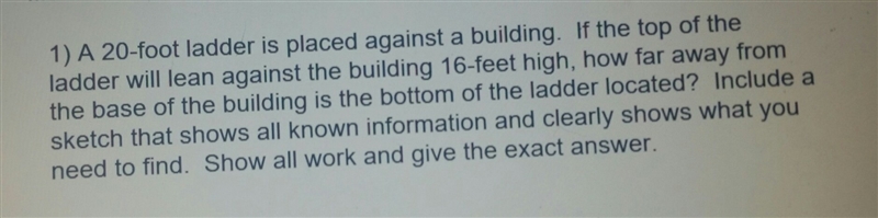 How far away from the base of the building is the bottom of the ladder located?-example-1