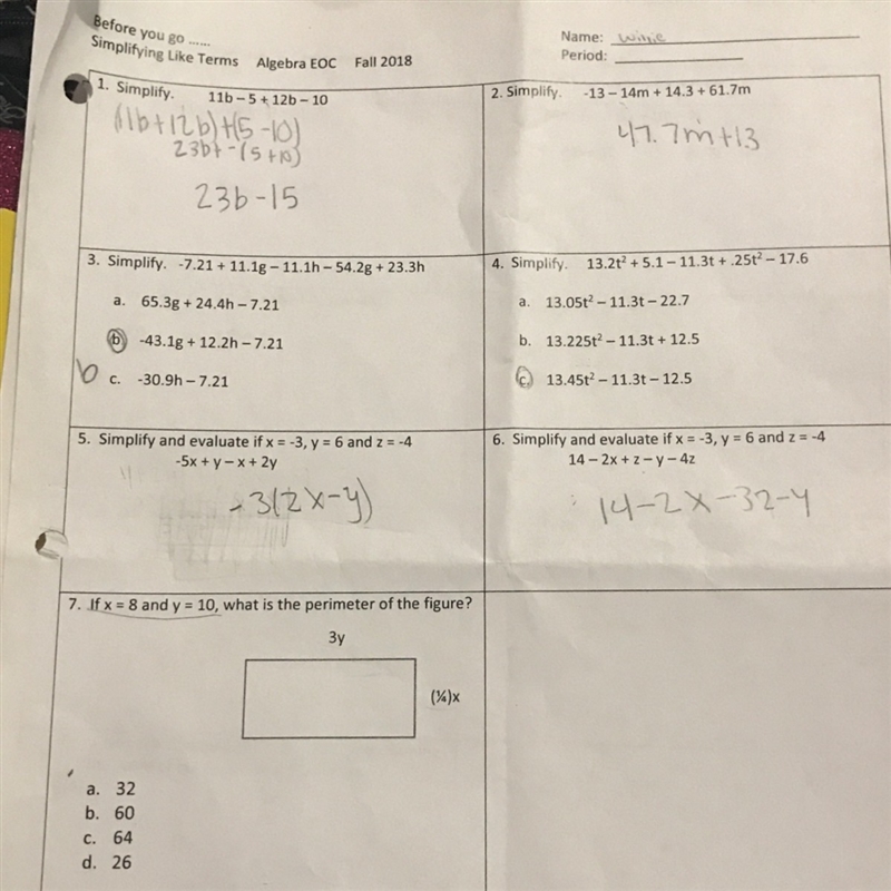 I need help . Did I do good and need help on number 7.-example-1