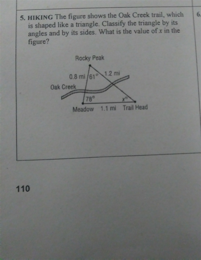 The figure shows the oak creek trail, which is shaped like a triangle. Classify the-example-1