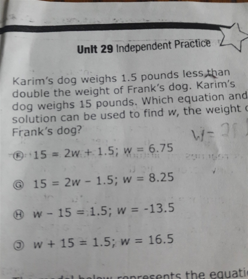 Karim's dog weighs 1.5 pounds less than double the weight to Frank's dog. Karim's-example-1