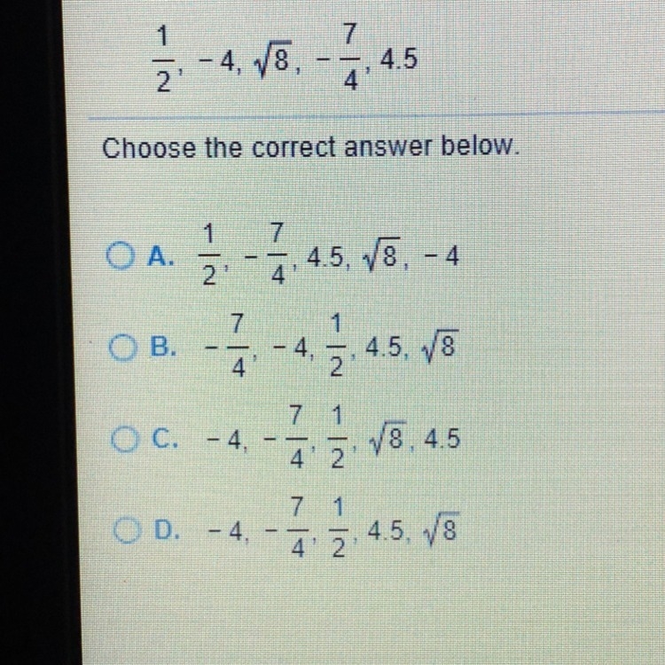 Order the number below from least to greatest-example-1