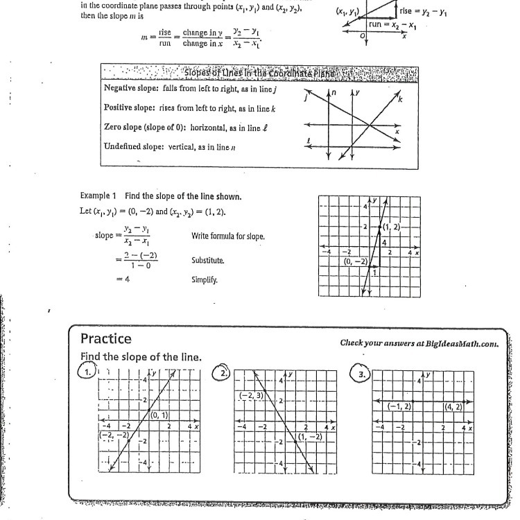 Please help me find the slope for questions 1,2 and 3 please and thank you-example-1