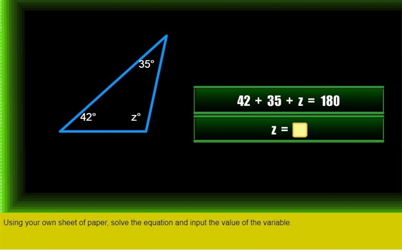 42+35+z=180 Then input the value of z-example-1