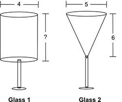 Samuel filled the glasses shown below completely with water. The total amount of water-example-1