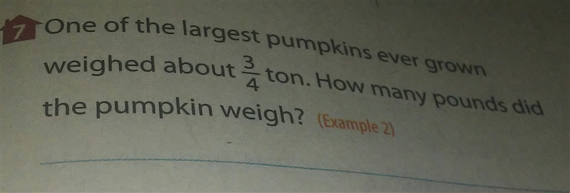 One of the large pumpkins ever grown weighed about 3/4 ton. How many pounds did the-example-1