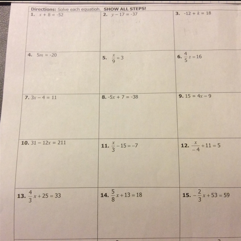 How do I solve 1 through 6, they are all one step equations by the wayq-example-1