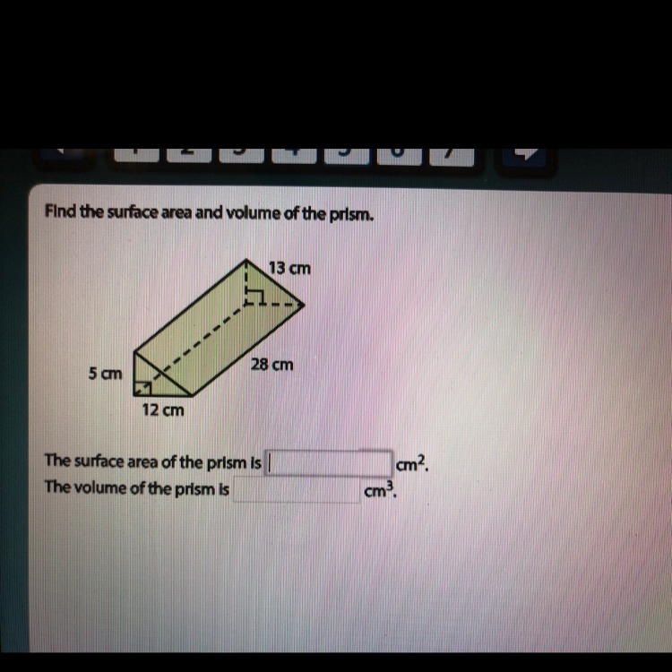 How to find the surface area and the volume of this prism-example-1