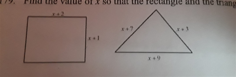 What does x have to be so their perimeter is the same-example-1