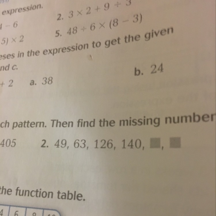 Write a rule for each pattern. Then find the missing numbers-example-1