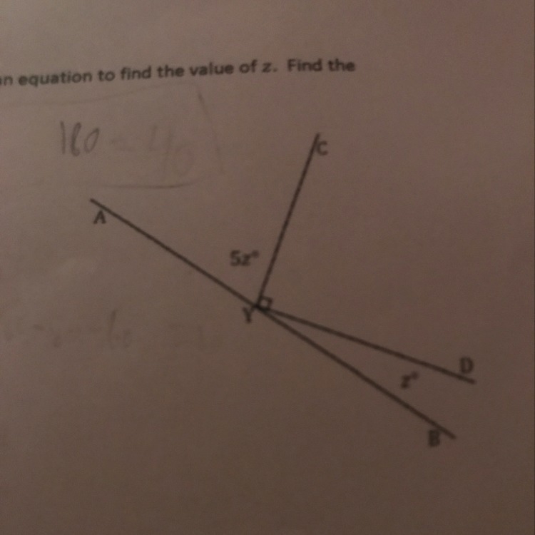 Two rays have a common endpoint on a line.Set up and solve an equation to find the-example-1