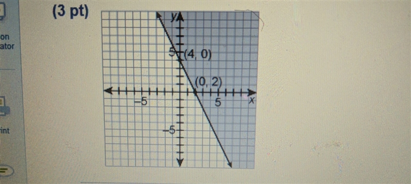 I need some help plz... Write the inequality for the graph. a. y > -2x + 4 b. y-example-1