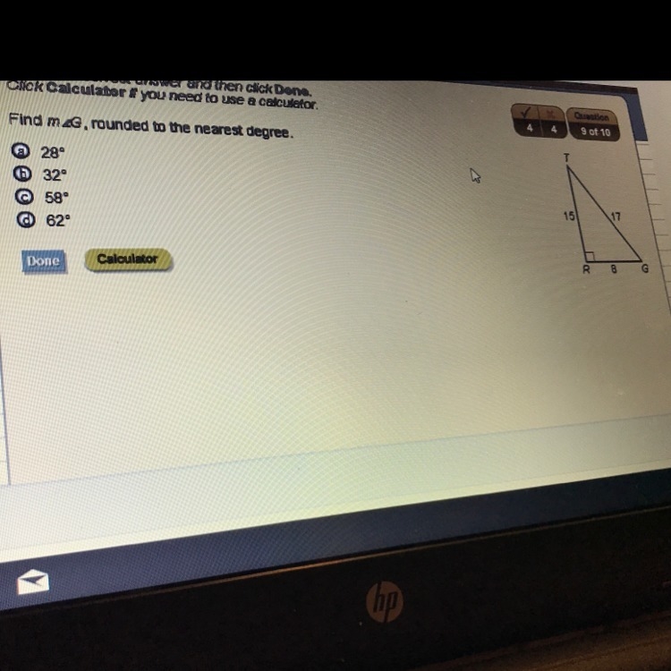 FIND g rounded to the nearest degree ??-example-1