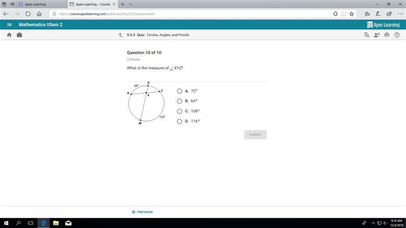 What is the measure of angle XYZ?-example-1