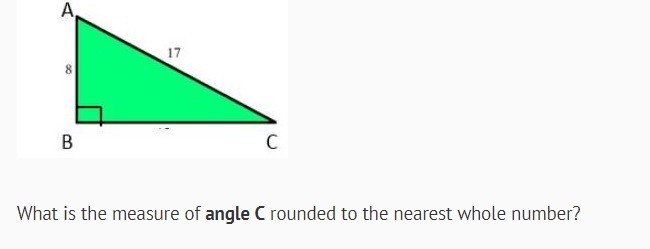 What is the measure of angle C rounded to the nearest whole number?-example-1