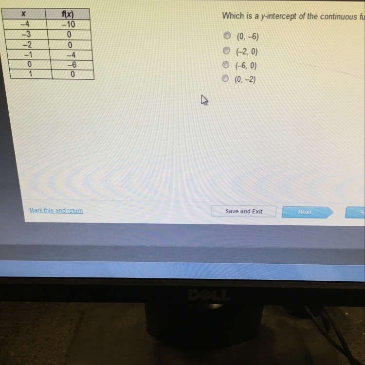 What is the y-intercept of the continuous function in the table?-example-1