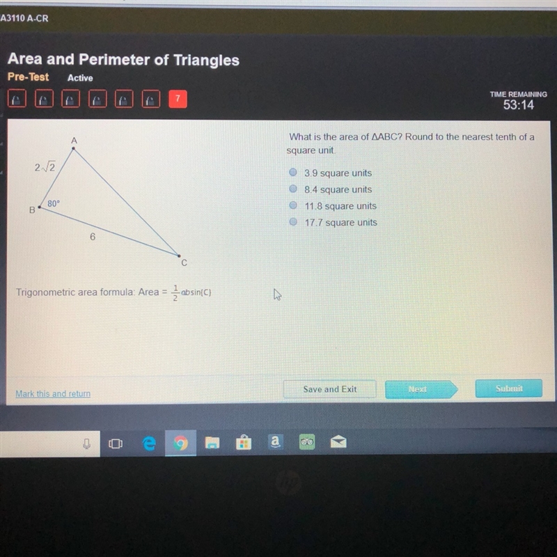 What is the area of triangle ABC-example-1