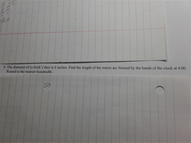 The diameter of a clock's face is 6 inches. Find the length of the mirror arc formed-example-1