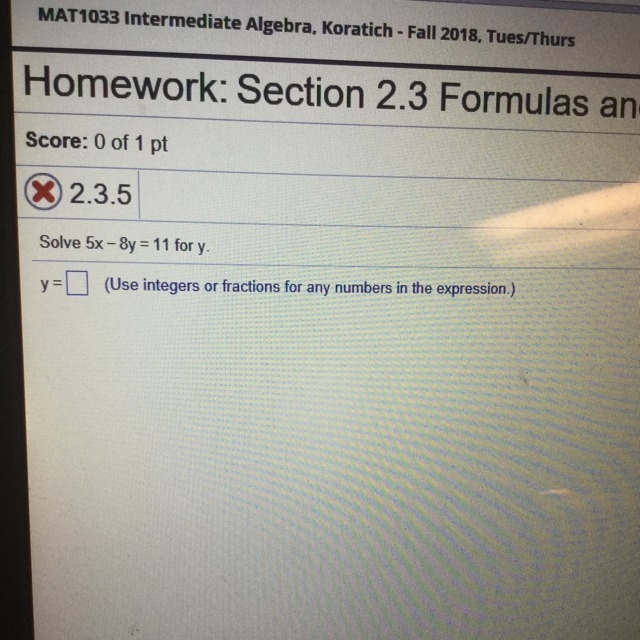 Solve 5x-8y=11 for y-example-1