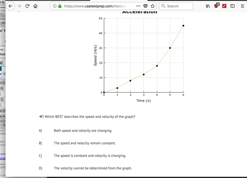 Which BEST describes the speed and velocity of the graph? A) Both speed and velocity-example-1