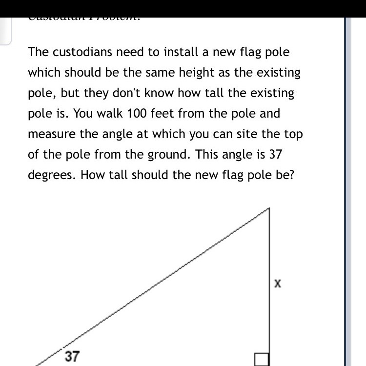 1.) The trig ratio needed to solve the problem and how that it is the correct trig-example-1