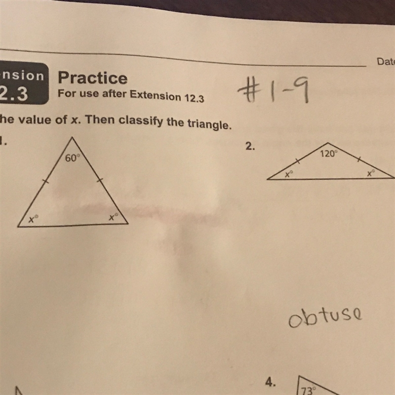 Find the value of x. Then classify the triangle.-example-1