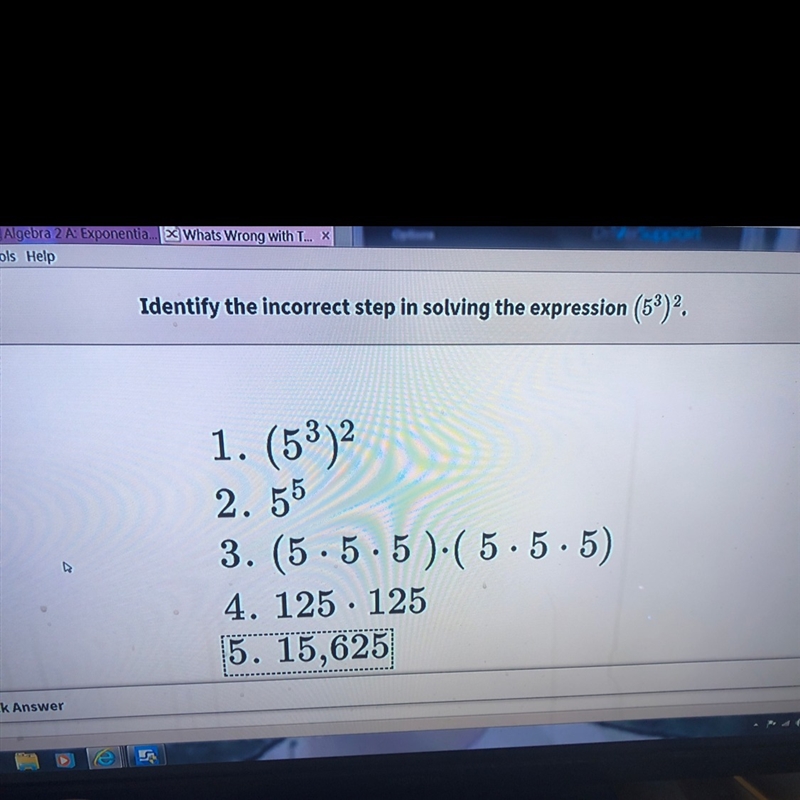 Identify the incorrect step in solving the expression-example-1