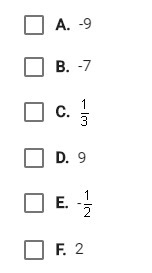 Which of the following are solutions to the quadratic equation? Check all that apply-example-1