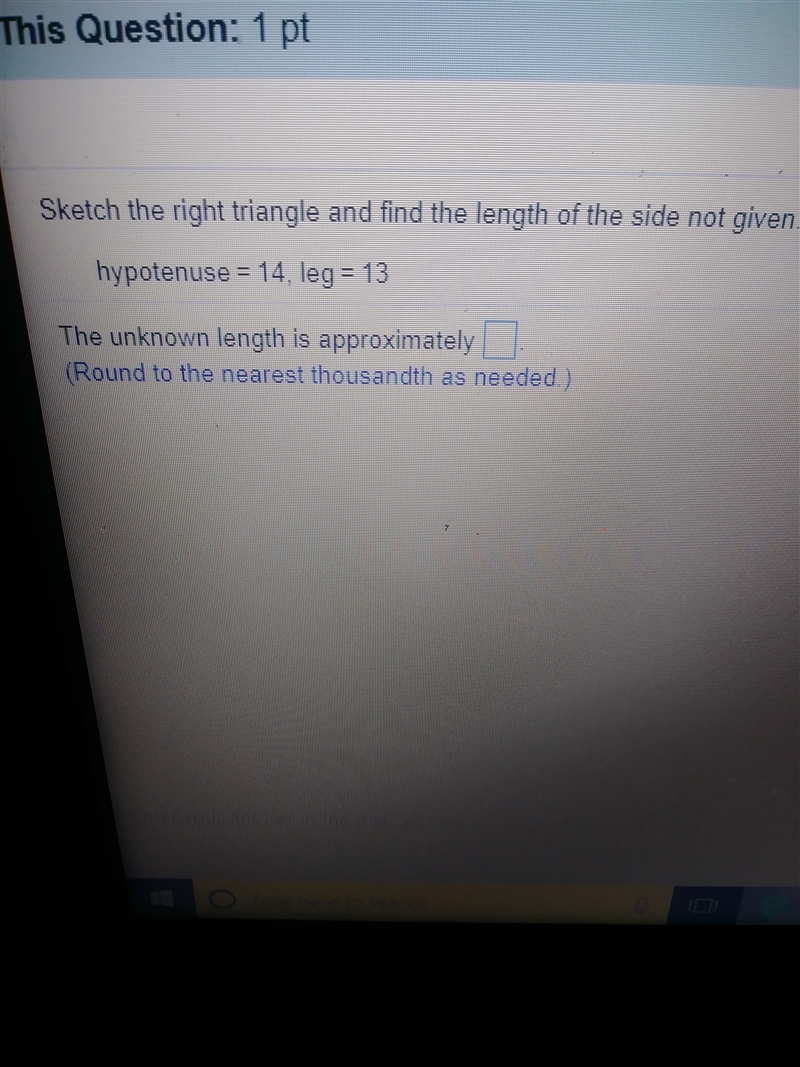 Find the length of the side not given hypotenuse =14, leg =13-example-1