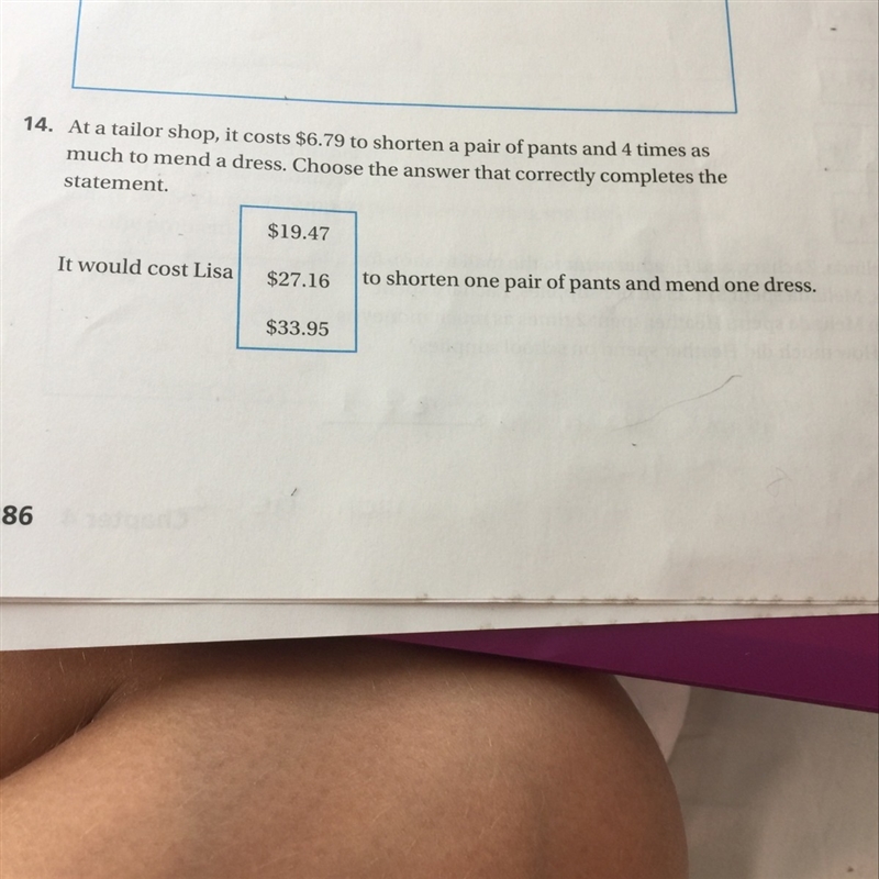 At a tailor shop, it costs $6.79 to shorten a pair of pants and 4 times as much to-example-1