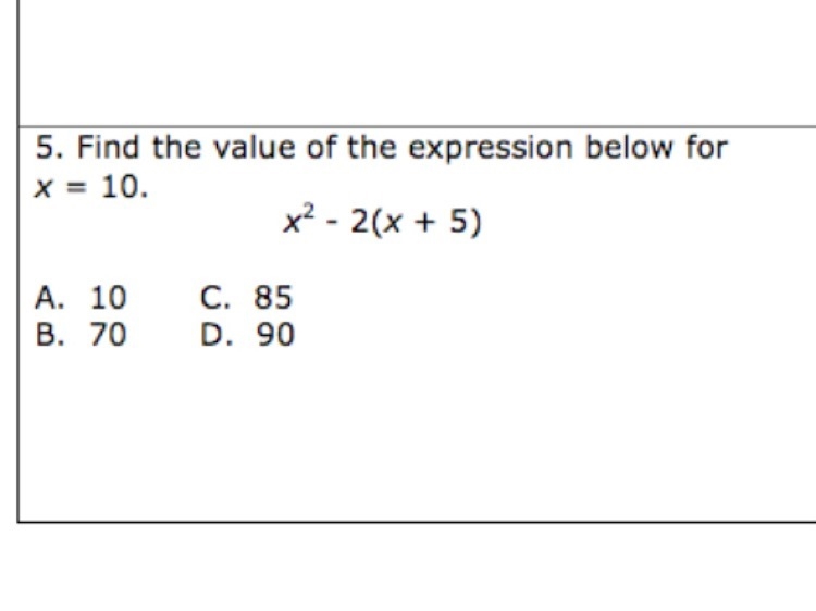 I need help! Quick please! A. 10 B. 70 C. 85 D. 90-example-1