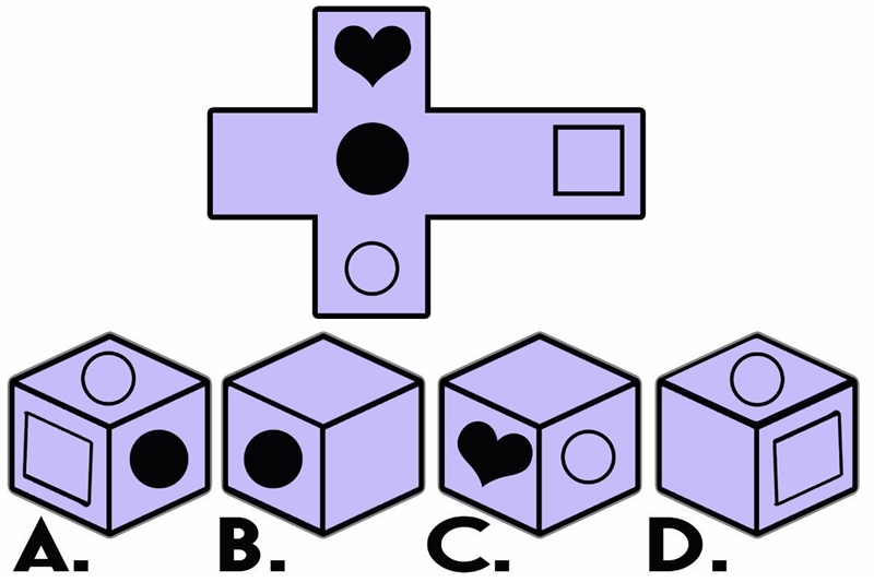 If you folded up the shape which cube would it make?-example-1