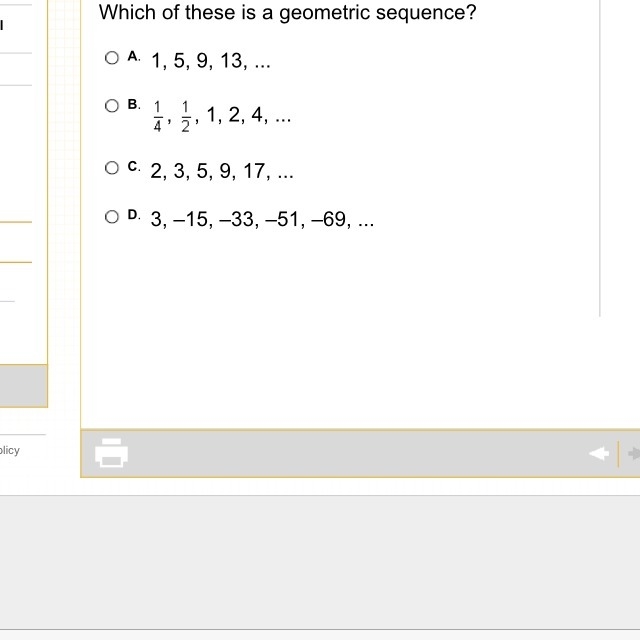 Which of these is a geometric sequence ?-example-1