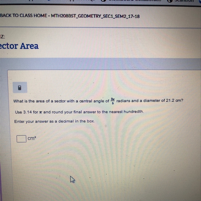 What is the area of a sector with a central angle of 3pi/5 radians and a diameter-example-1