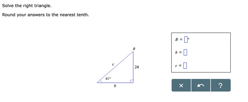 Solve the right triangle.-example-1