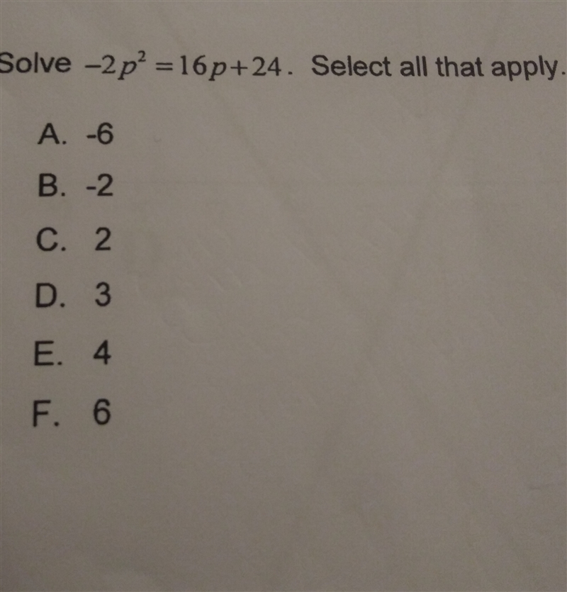 Solve -2p^2=16p+24.-example-1