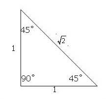 What is cos 45°? A. (1)/(√(2)) B. 1 C. (1)/(5) D. √(2)-example-1