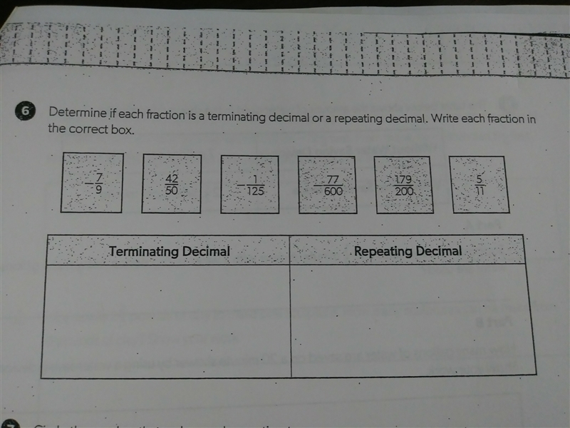 Determine if each fraction is a terminating decimal or a repeating decimal. Write-example-1