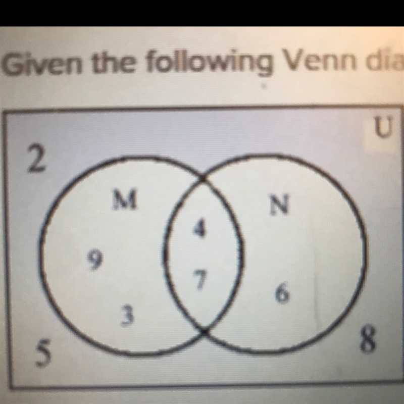 Given the following Venn diagram: List all the elements NOT in Set M.-example-1