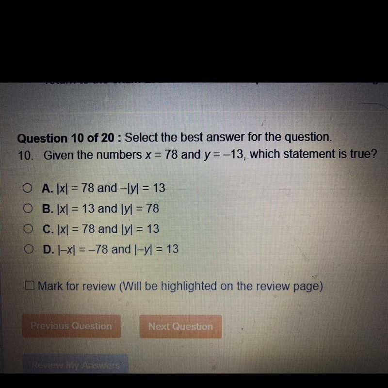 Given the number x=78 and y=-13 which statement is true-example-1