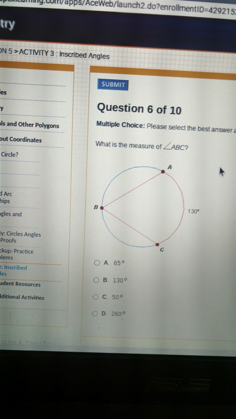 What is the measure of ABC?-example-1