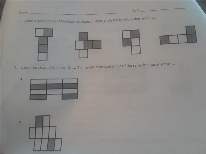 1)Label what fraction of the figure is shaded. Then, circle the fractions that are-example-1