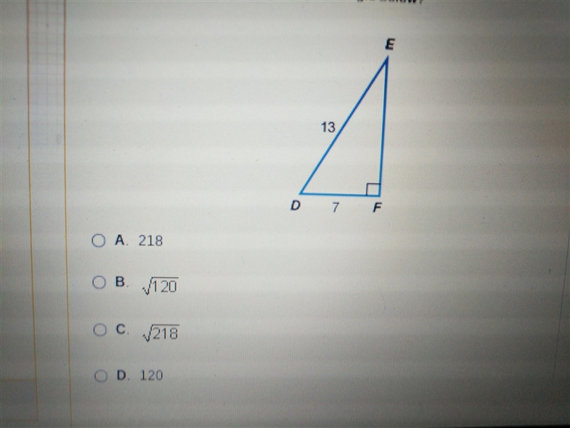 What is the length of EF in the right triangle below?-example-1