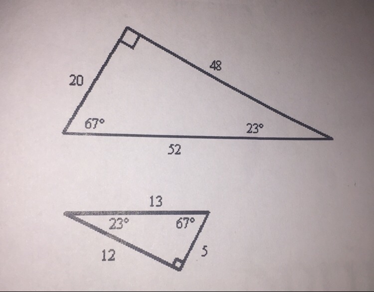 Are the two triangles similar? If so explain why they are-example-1