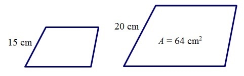 The diagram shows corresponding lengths in two similar figures. Find the area of the-example-1