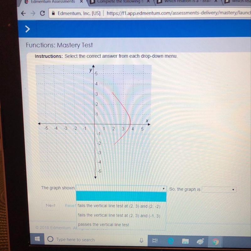 The graph shown _____ So, the graph is _____ <(a function/ not a function)-example-1