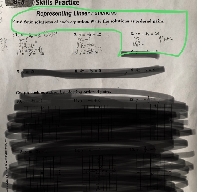 What is m Direction Y-intercept-example-1