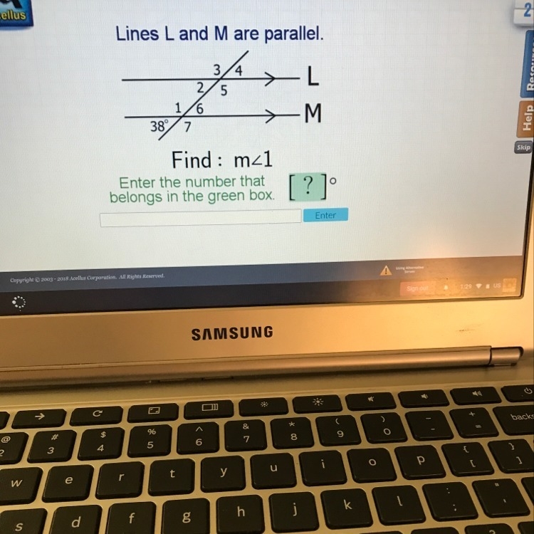 Lines are L and M are parallel. Find m<1-example-1