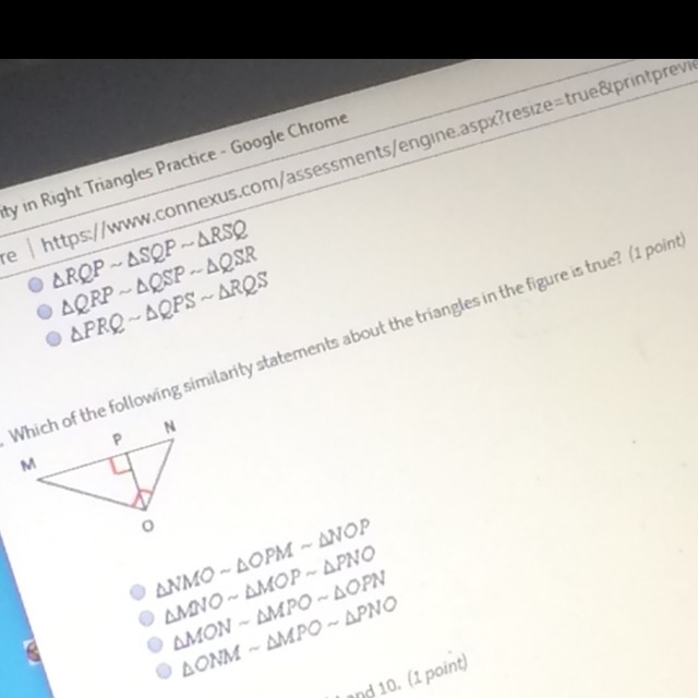 Which of the following similarity statements about the triangles in the figure is-example-1