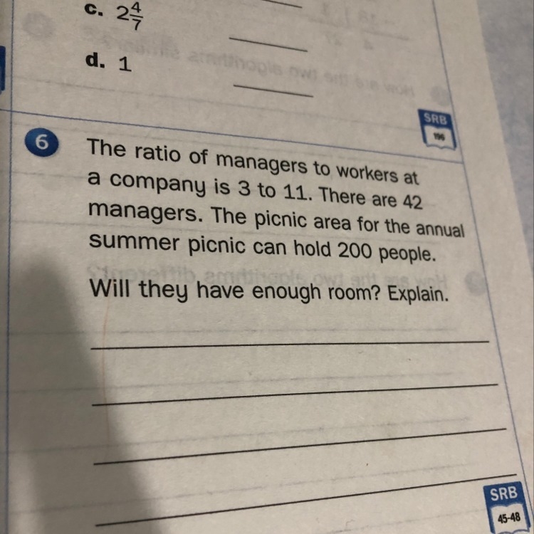 The ratio managers to workers at a company is 3 to 11. There are 42 managers the picnic-example-1